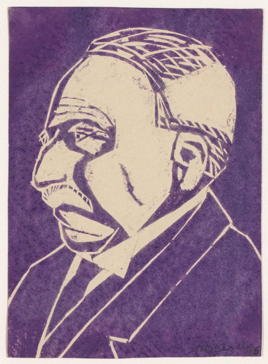 M.C. Escher, Escher's father, ir. G.A. Escher, linoleum cut, 1916