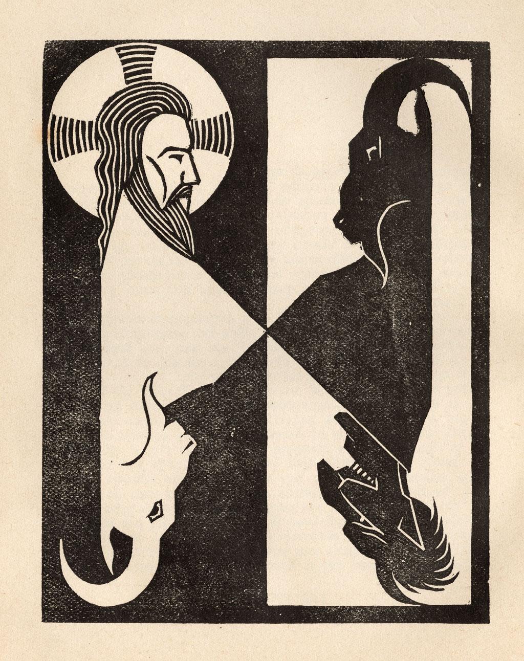 M.C. Escher, Scapegoat, from Flor de Pascua, woodcut, 1921