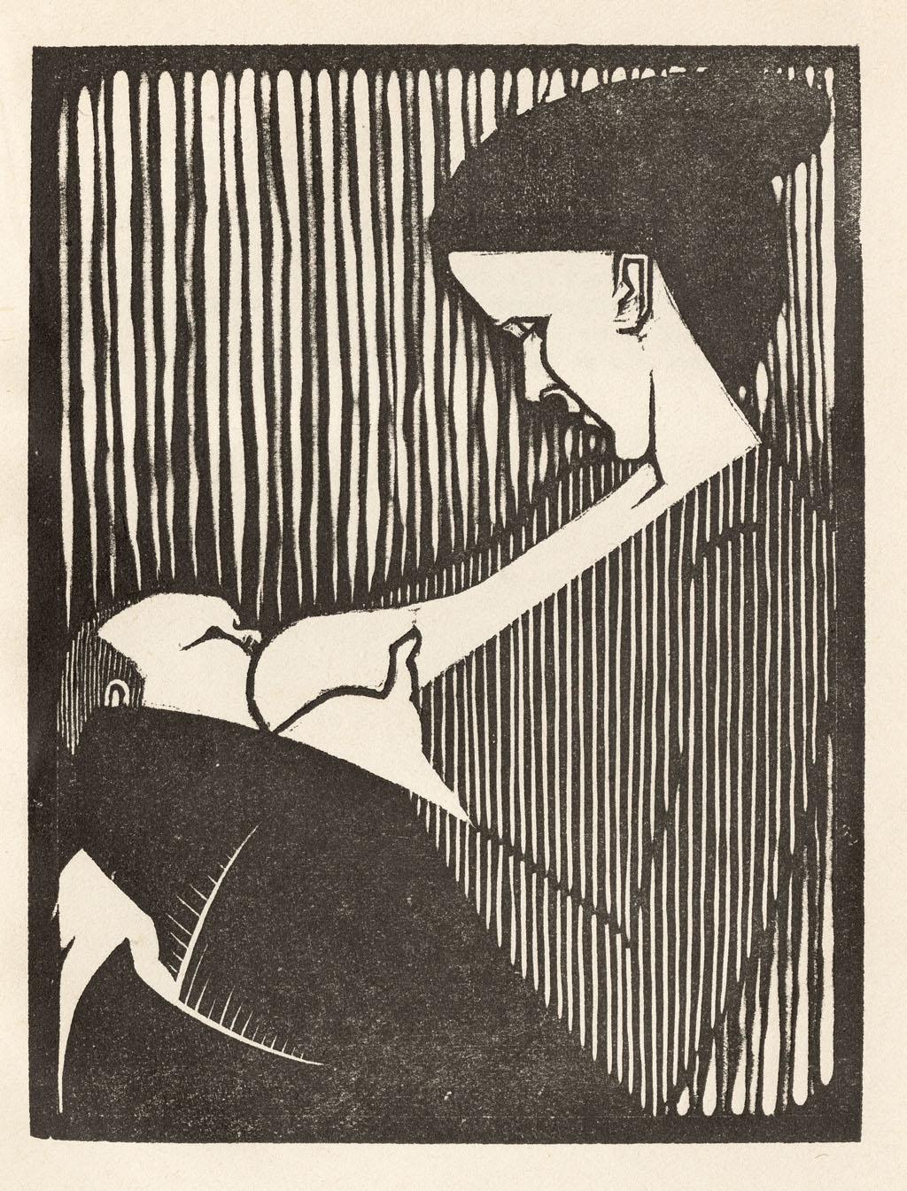 M.C. Escher, 'Liefde' uit Flor de Pascua, houtsnede, 1921