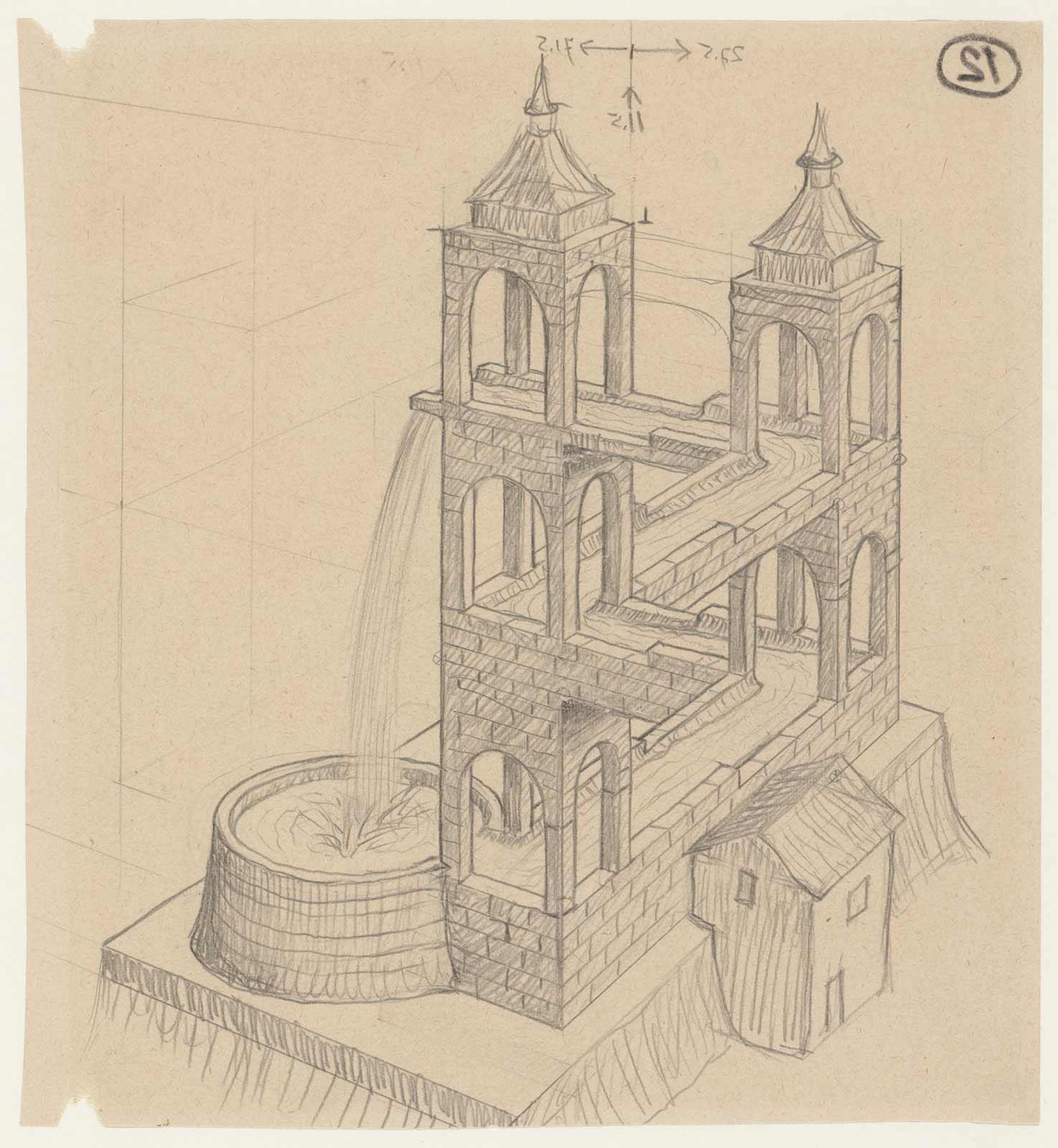 Drawing 12, mirrored. This way the similarities and differences with the end result are more apparent.