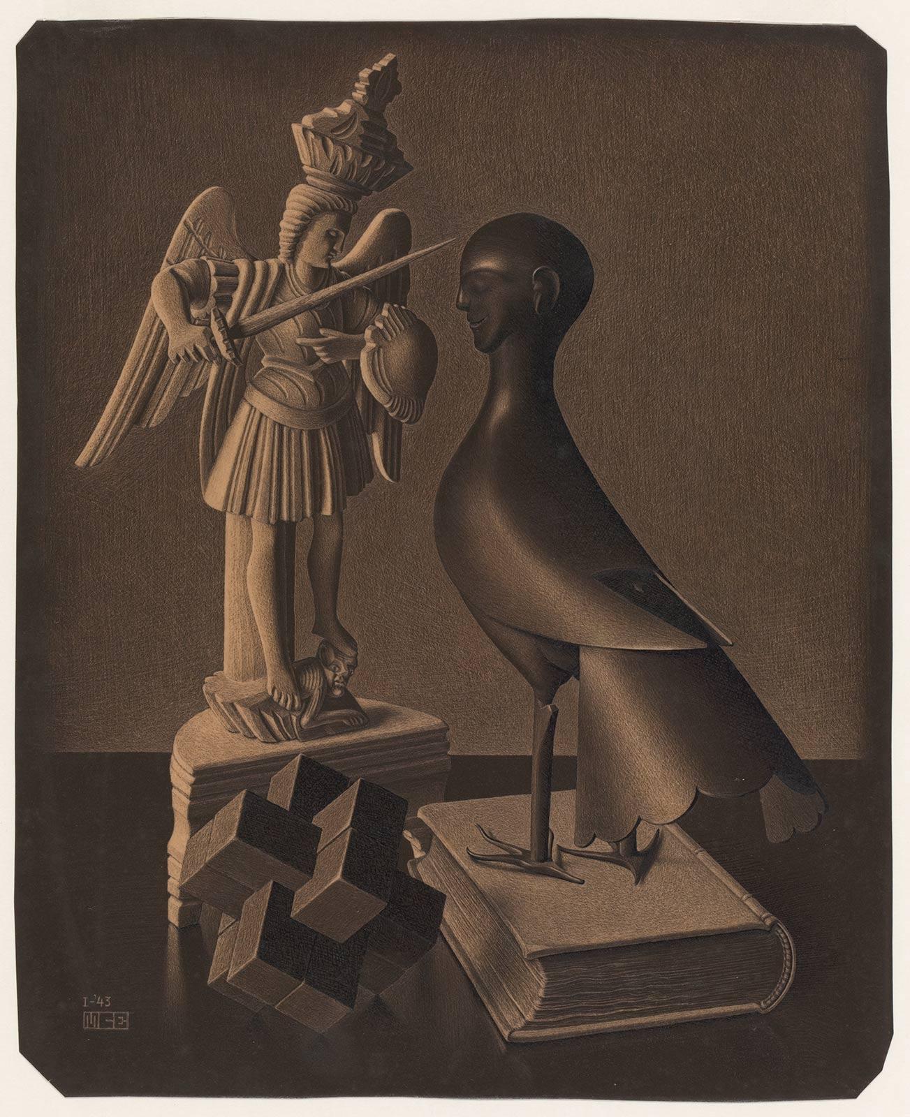 M.C. Escher, Stilleven, krabtekening, januari 1943