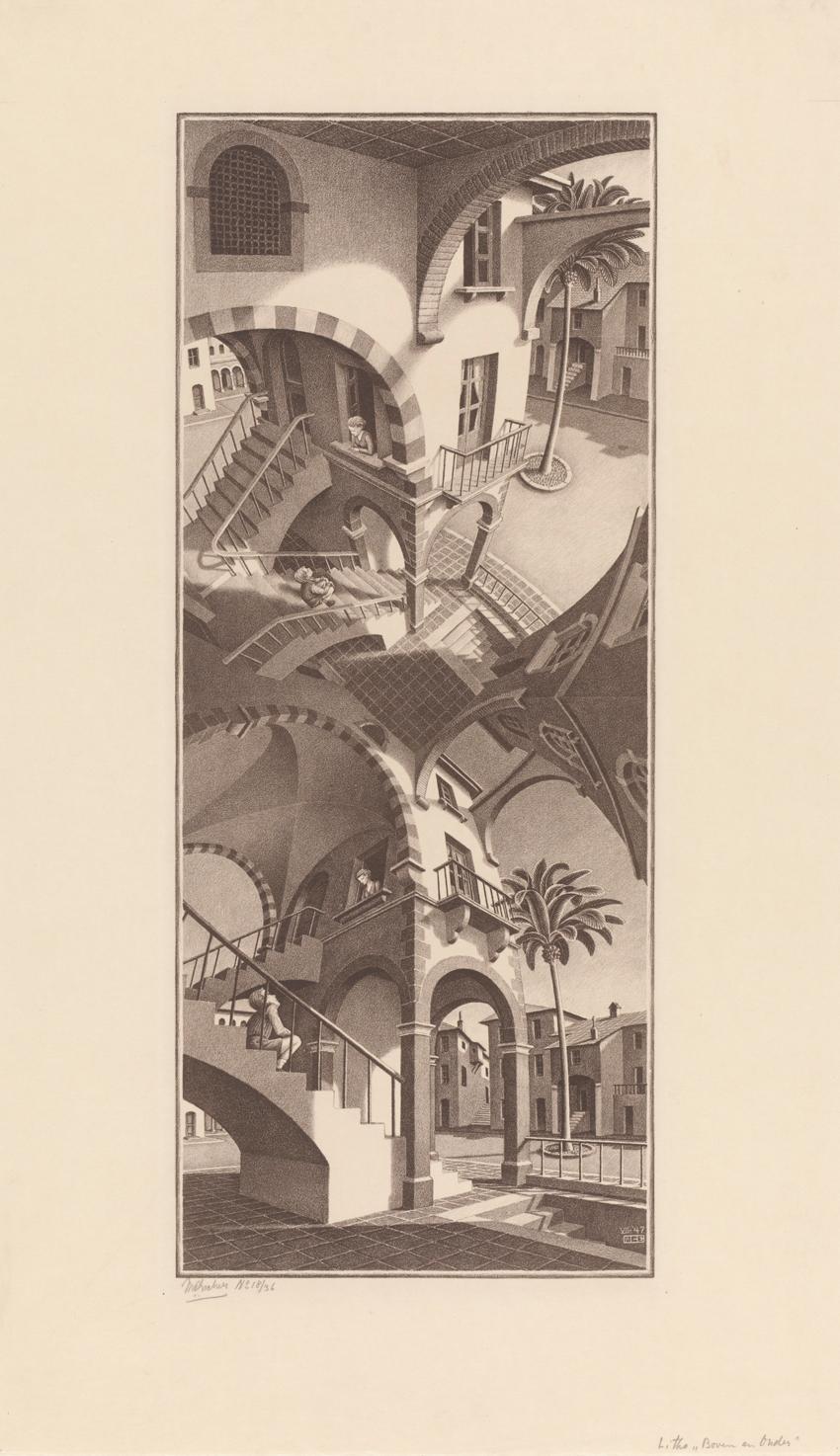 M.C. Escher, Up and Down, lithograph, July 1947