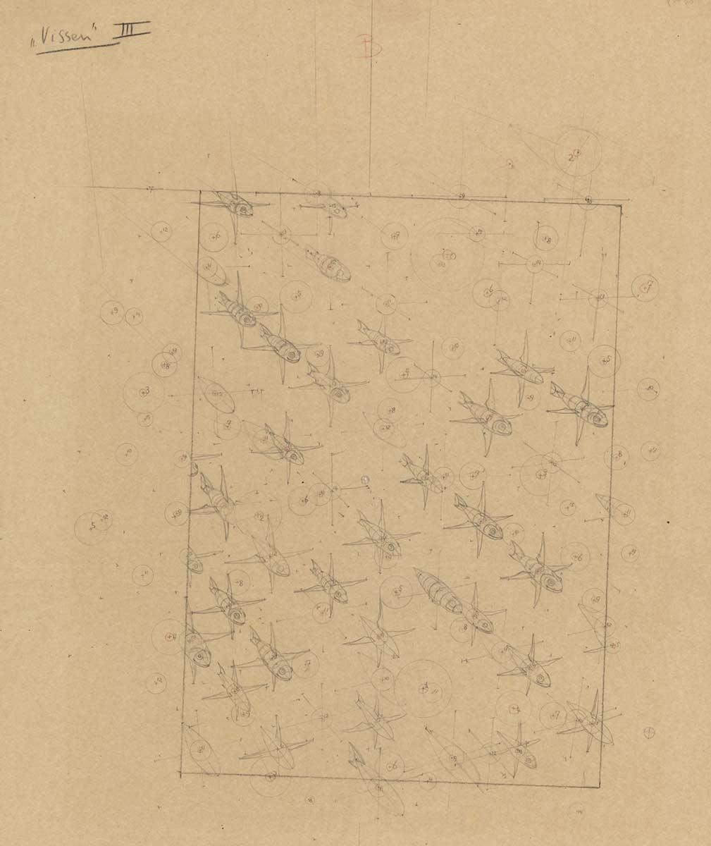 M.C. Escher, study for Depth, pencil on paper, 1955
