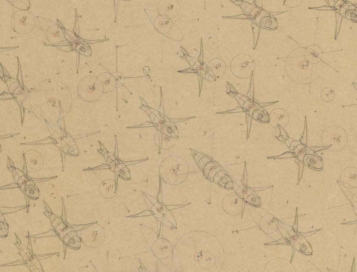 M.C. Escher, study for Depth (detail), pencil on paper, 1955