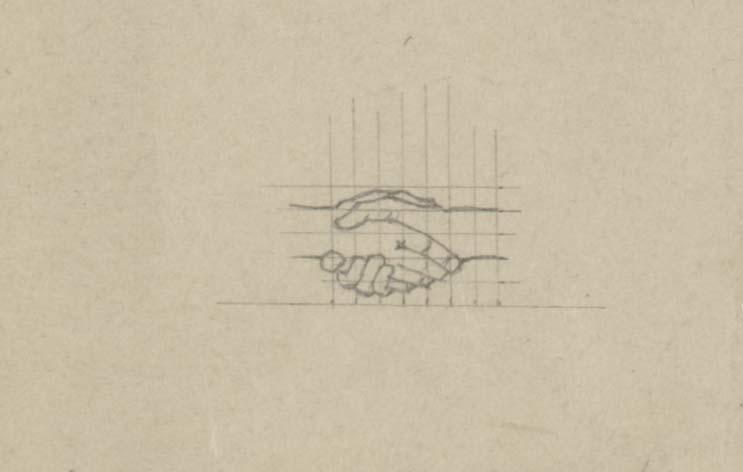 M.C. Escher, studie voor Ontmoeting. potlood op papier, 1944 (detail)