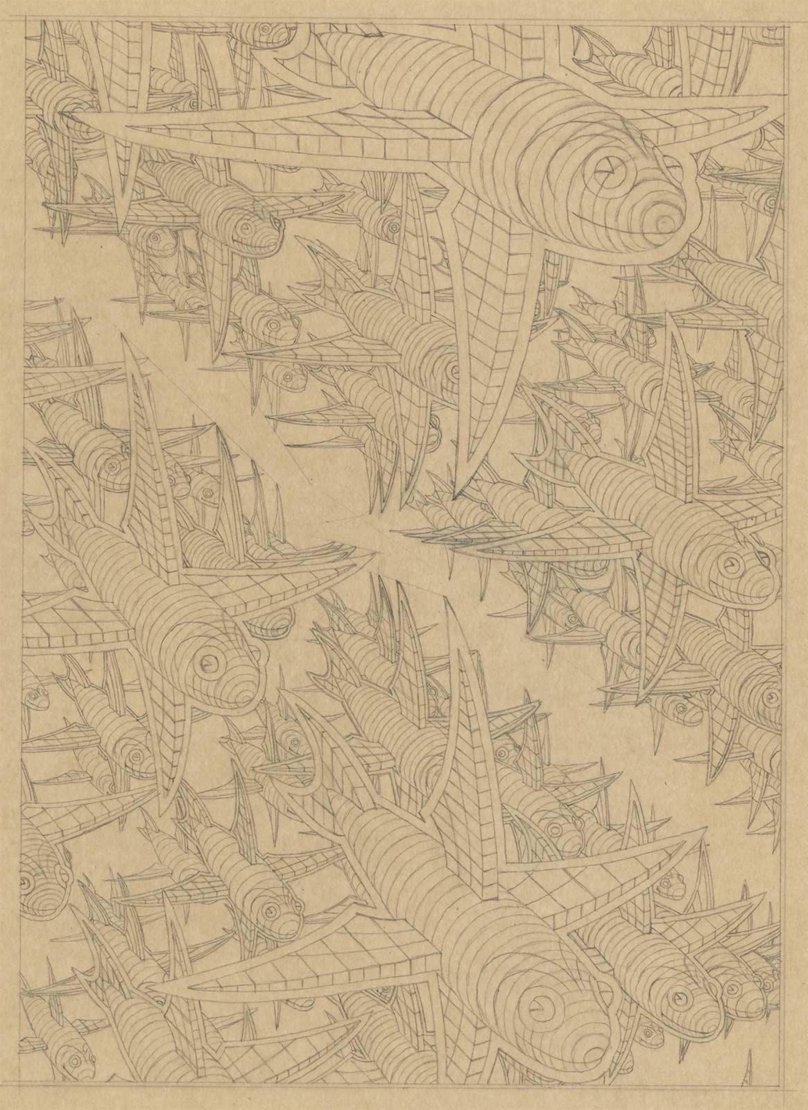 Study for Depth, drawing on transparant paper, 1955