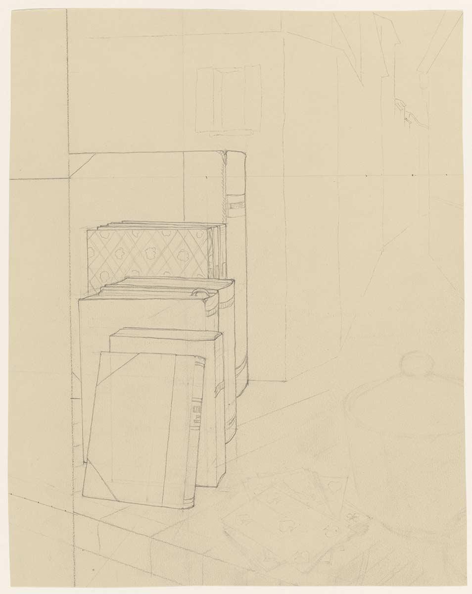 Study for Stil Life and Street, pencil on paper, 1937