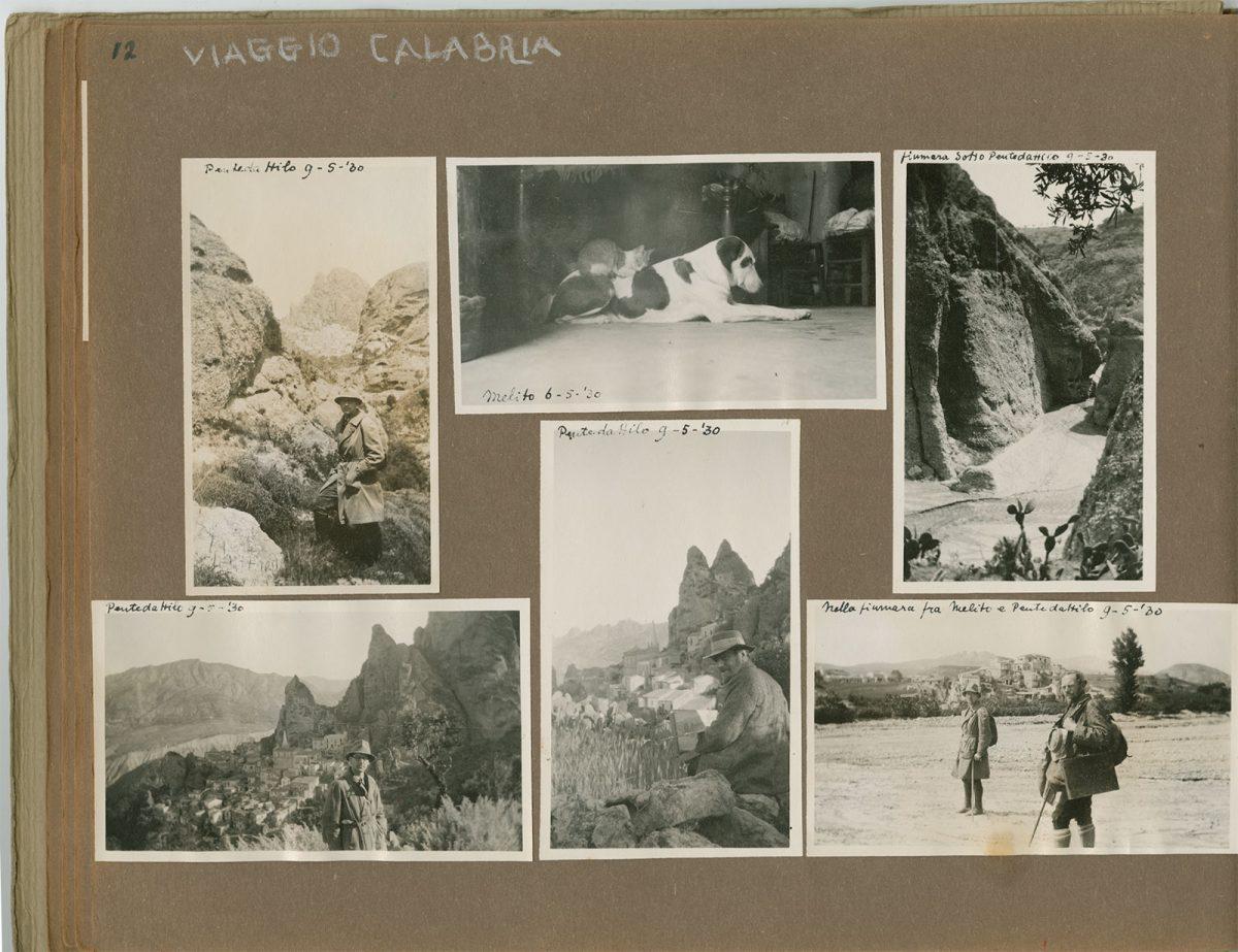 Een pagina uit het fotoboek van Escher van de reis naar Campanile en Calabrië , mei 1930