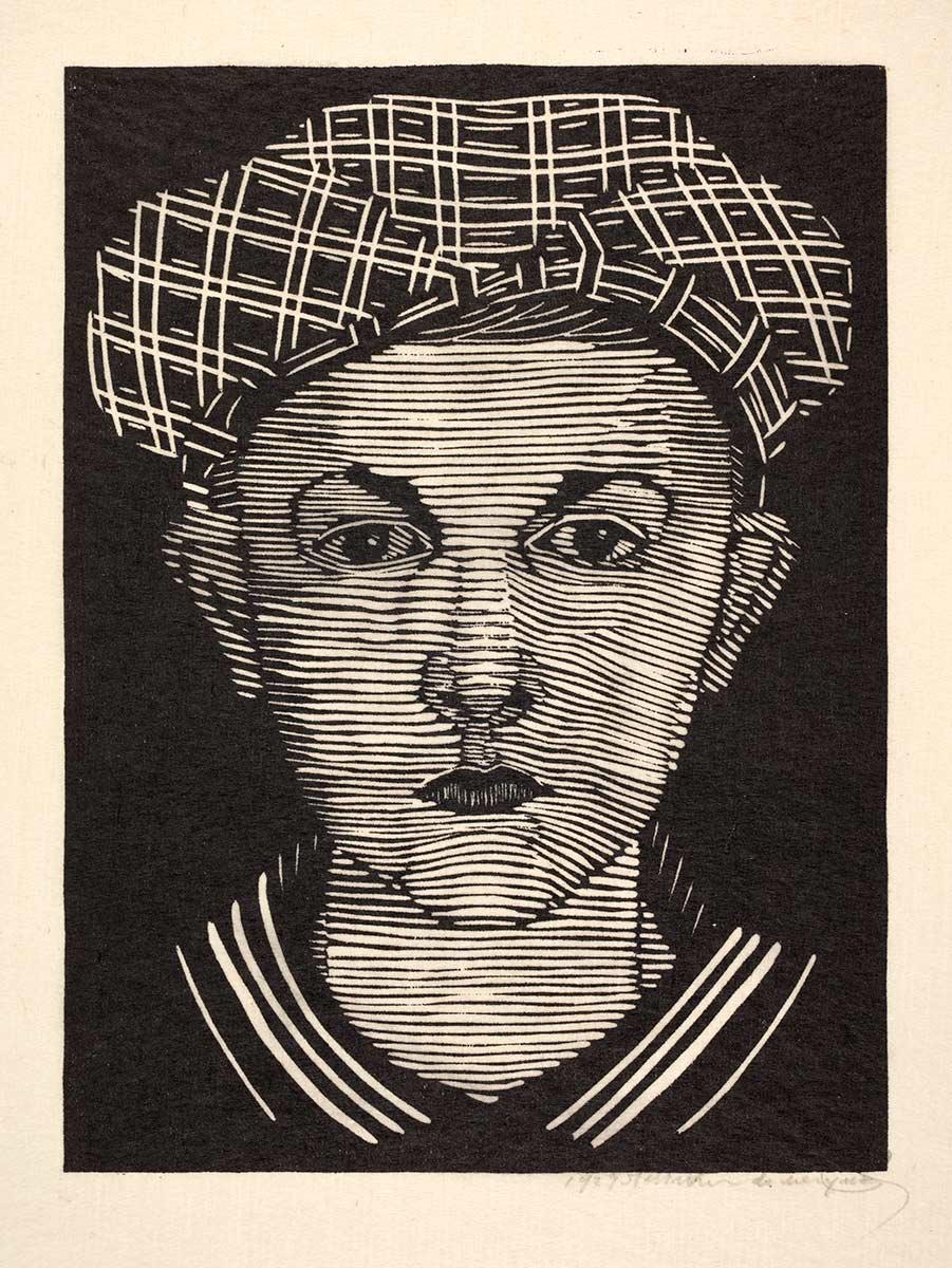 Samuel Jessurun de Mesquita, Jongenskopje (Jantje Scherpenzeel), houtsnede, 1927. Collectie: Kunstmuseum Den Haag