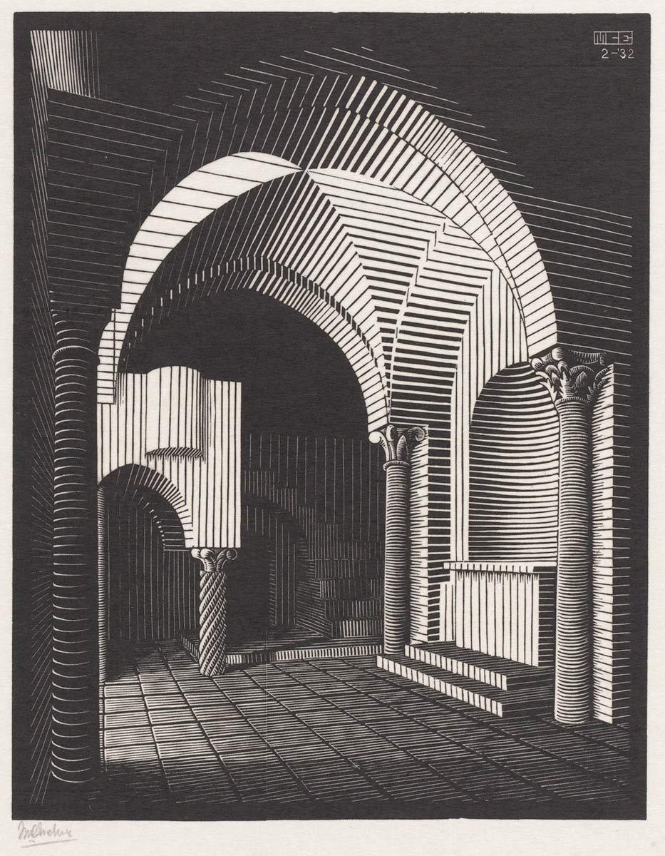 M.C. Escher, Porta Maria dell’Ospidale, Ravello (Old Church, Ravello), wood engraving, February 1932