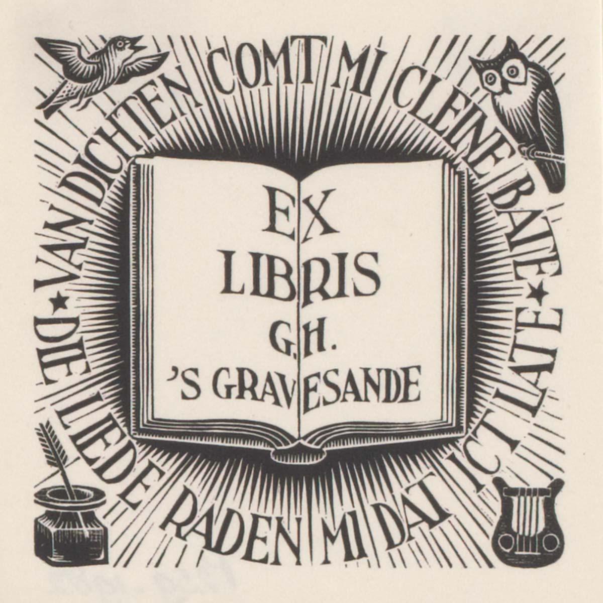 M.C. Escher, Ex-libris G.H. 's-Gravesande, wood engraving, December 1940
