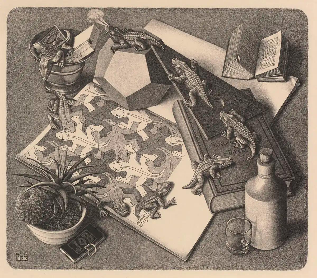 M.C. Escher, Reptiles, lithograph, March 1943