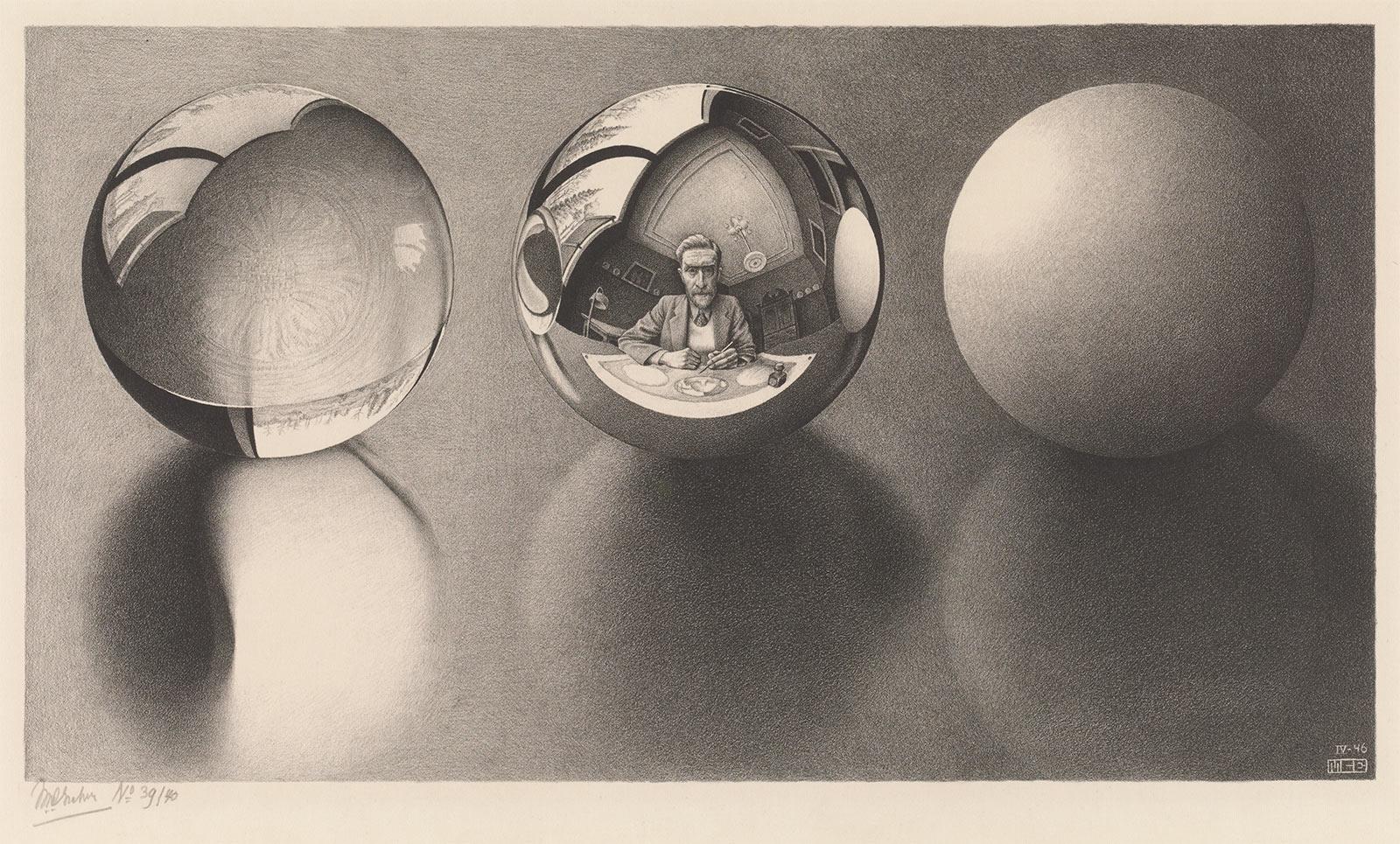 <p>M.C. Escher, Drie bollen II, litho, april 1946</p>