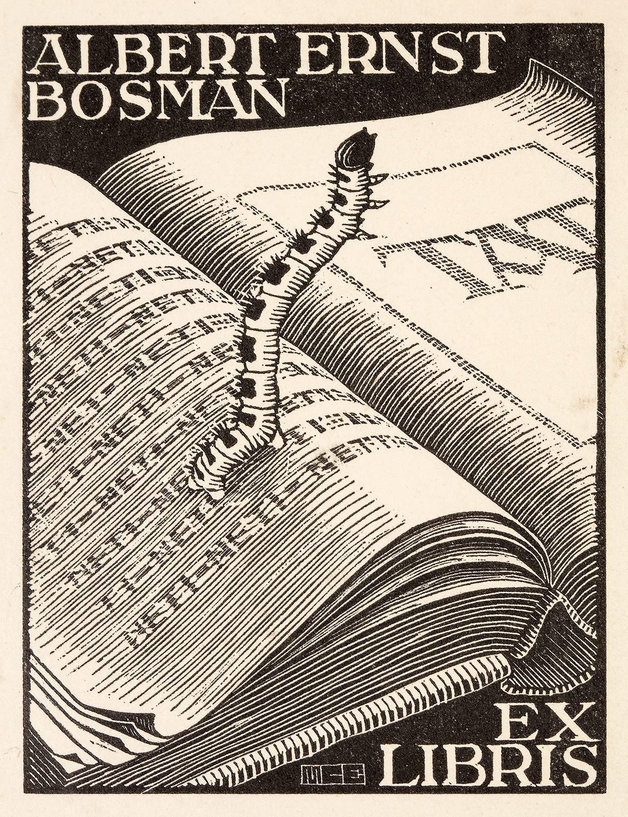 <p>M.C. Escher, <em>Bookplate Albert Ernst Bosman</em>, wood engraving, 1946</p>