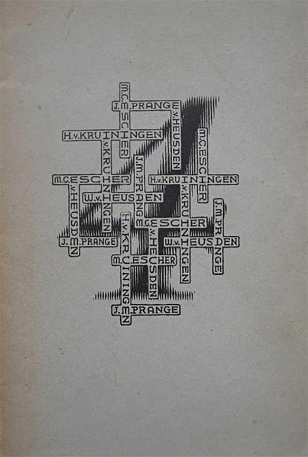 Catalogue of the exhibition in Boijmans in 1952, with a woodcut by M.C. Escher on the front. Image: Catawiki