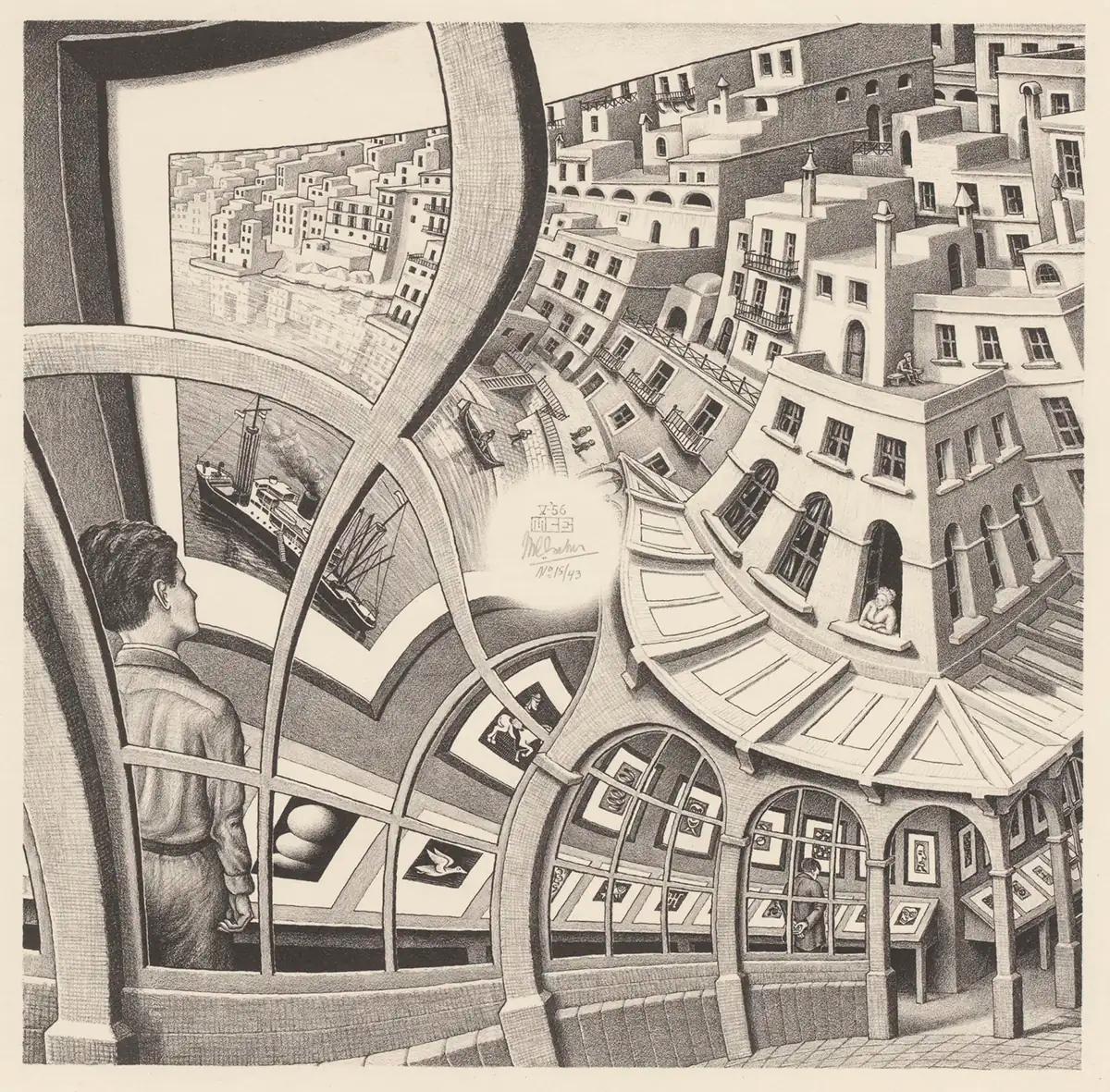 M.C. Escher, 版画の画廊 (Print Gallery), リトグラフ, 1956年5月