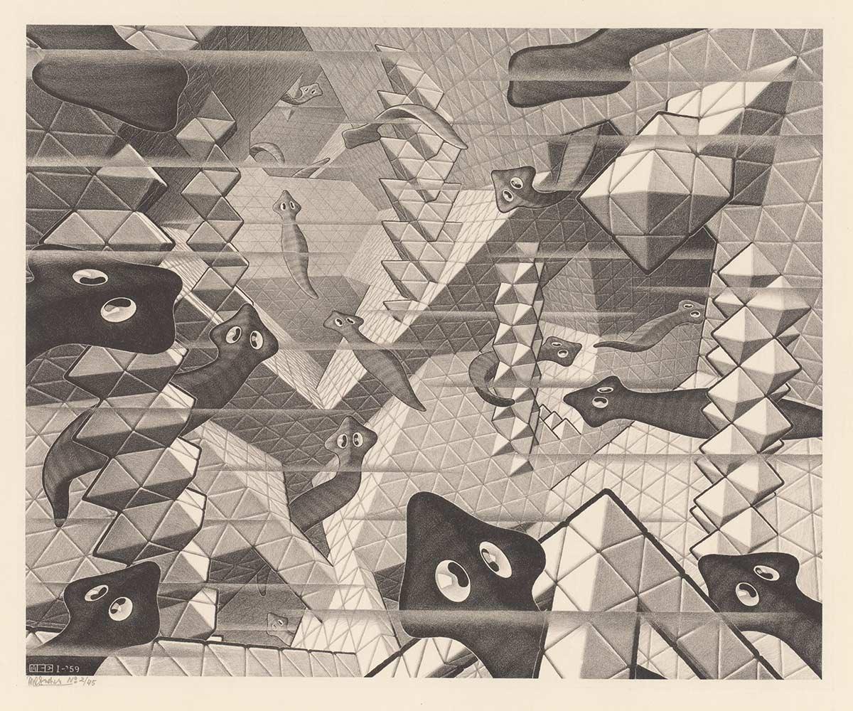 M.C. Escher, Flatworms, lithograph, January 1959