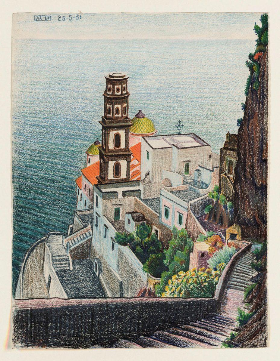M.C. Escher, Atrani, colour drawing, 25 May 1931