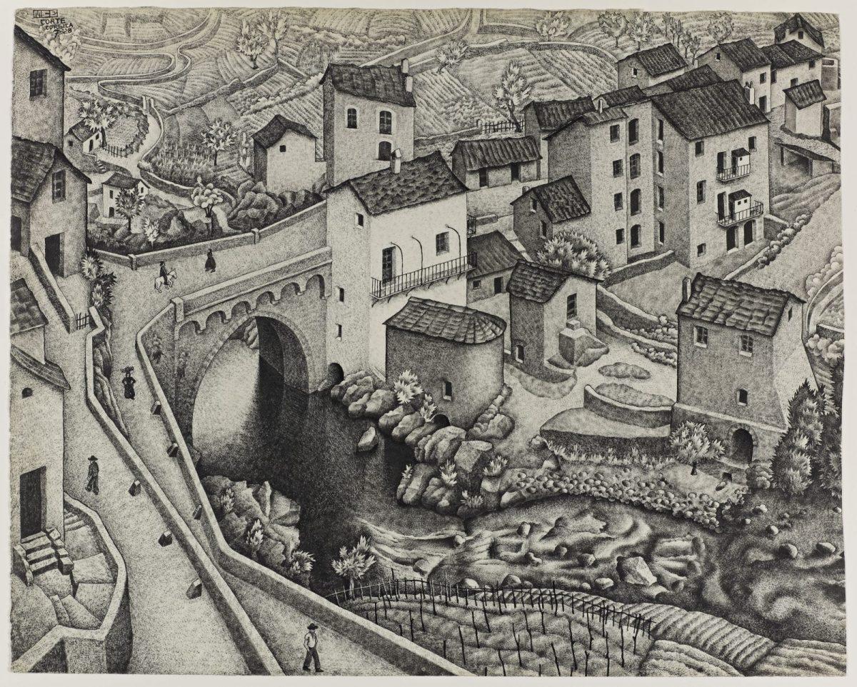 M.C. Escher, Corte Corsica, inkt en potlood op papier, 1928