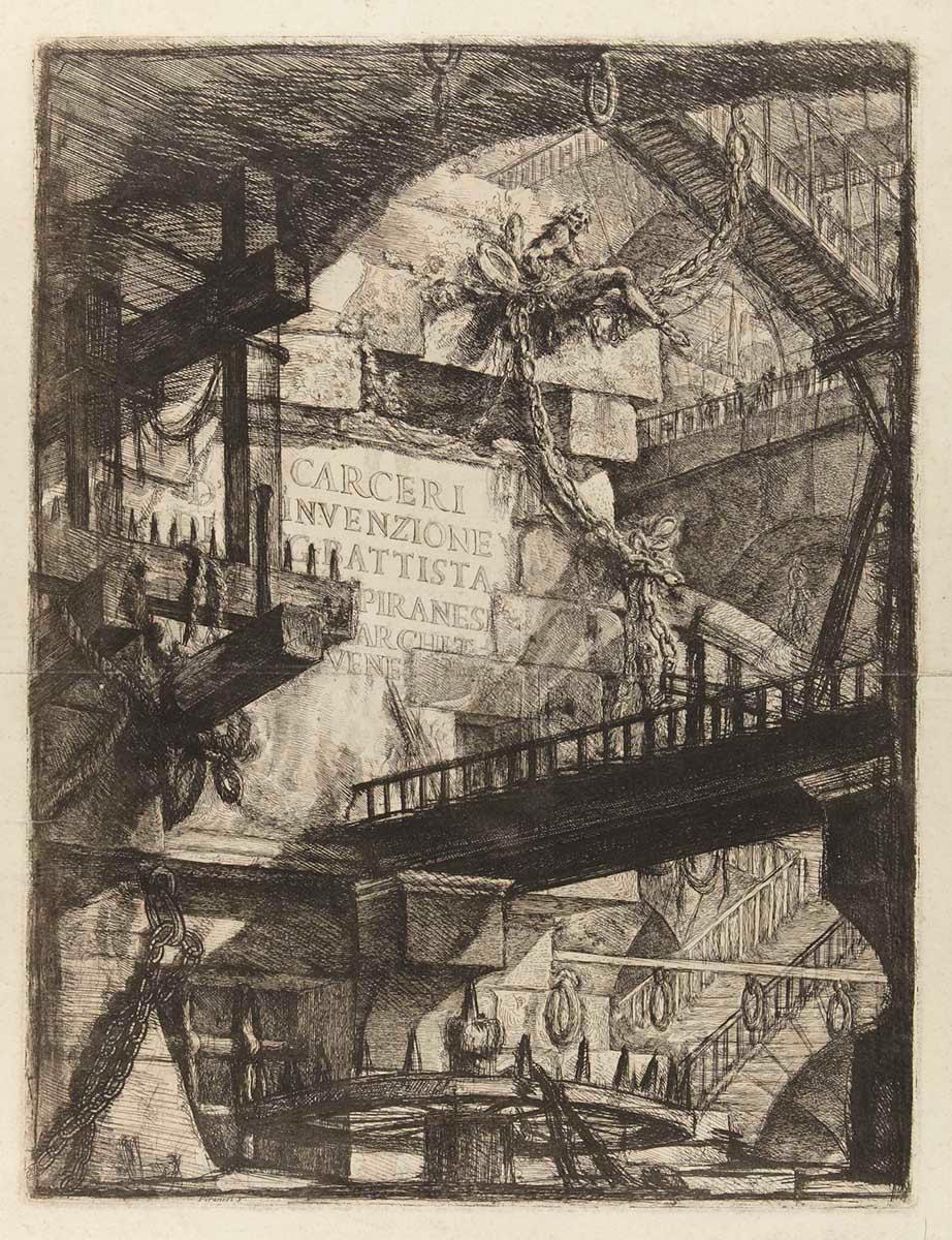 Giovanni Battista Piranesi, Carceri d'invenzione (titelblad), tweede versie, ets, 1761