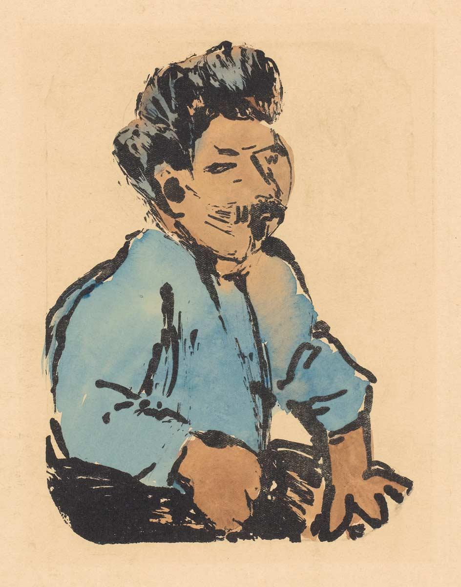 Hendrik Nicolaas Werkman, Portret van H. Poort, litho, 1943. Collectie Kunstmuseum Den Haag
