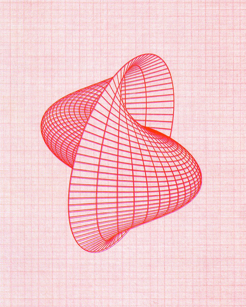 Maura Biava, Form Informed, Cartesian Transformation of René Descartes and Littus Curve of Roger Cotes, riso print, 2016. Courtesy Galerie Caroline O'Breen