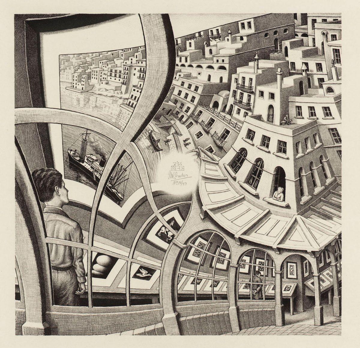 M.C. Escher, Print gallery, lithograph, May 1956