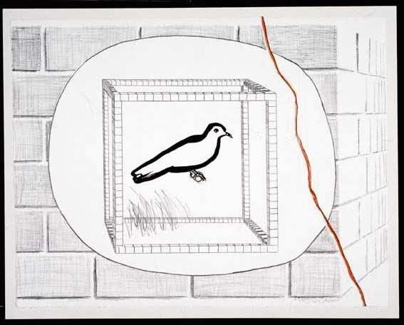 Roger Raveel, Pigeon, lithography, year unknown