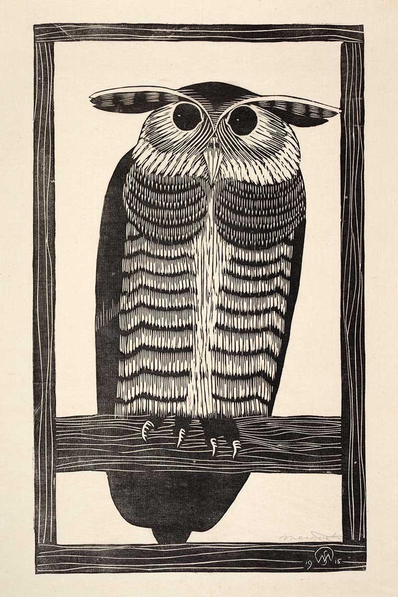 Samuel Jessurun de Mesquita, Hoornuil, houtsnede, 1915. Collectie: Kunstmuseum Den Haag