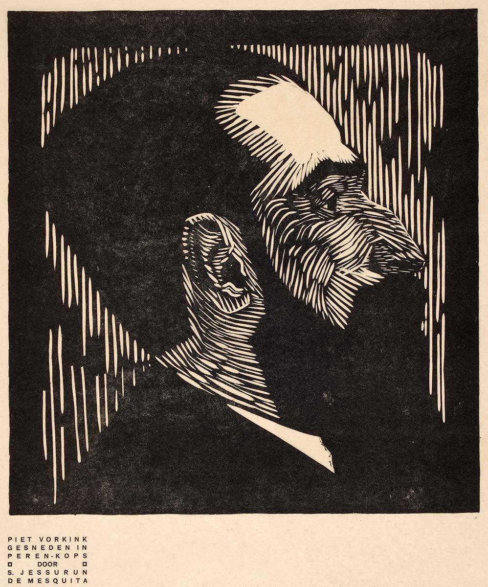 Samuel Jessurun de Mesquita, Porträt Piet Vorkinks, Holzschnitt, 1919. Sammlung Kunstmuseum Den Haag