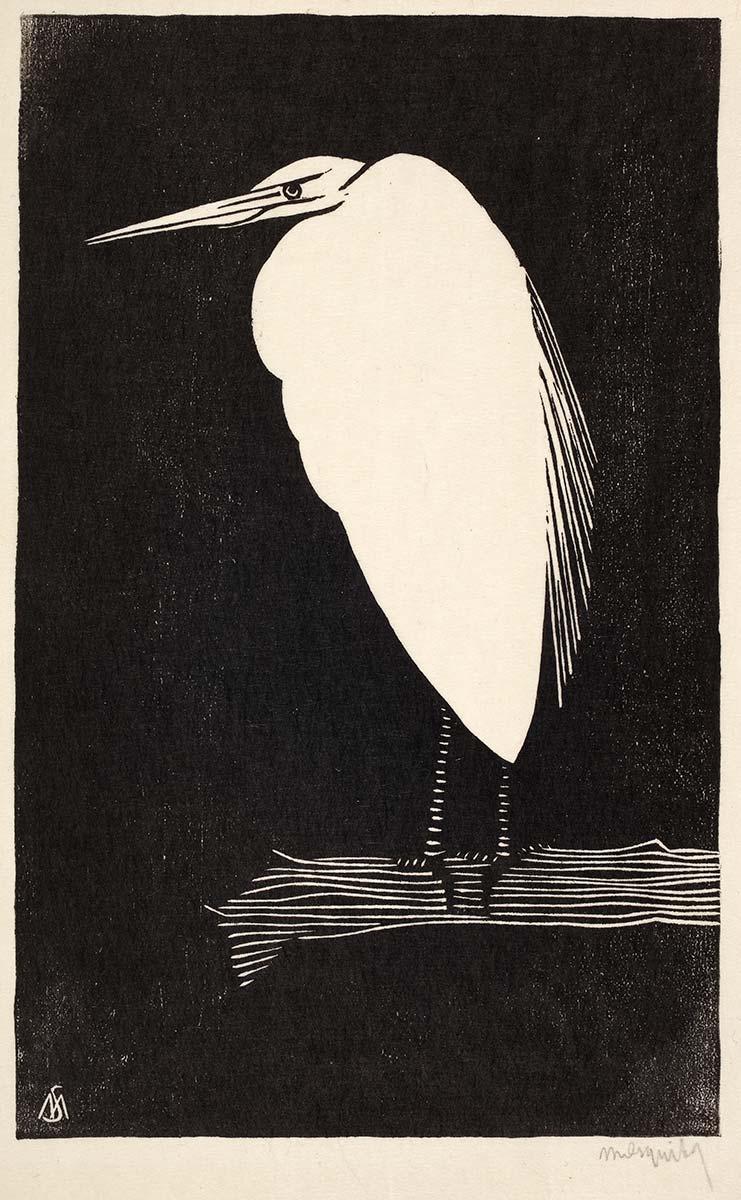 Samuel Jessurun de Mesquita, Reiger (klein), houtsnede, ca. 1912. Collectie Kunstmuseum Den Haag
