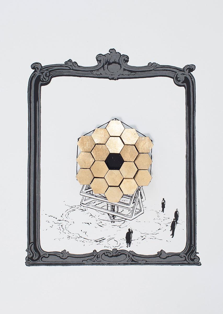 Thijs Ebbe Fokkens, J.W. I presume?, silk screen, wood, metal and gold leaf, 2022