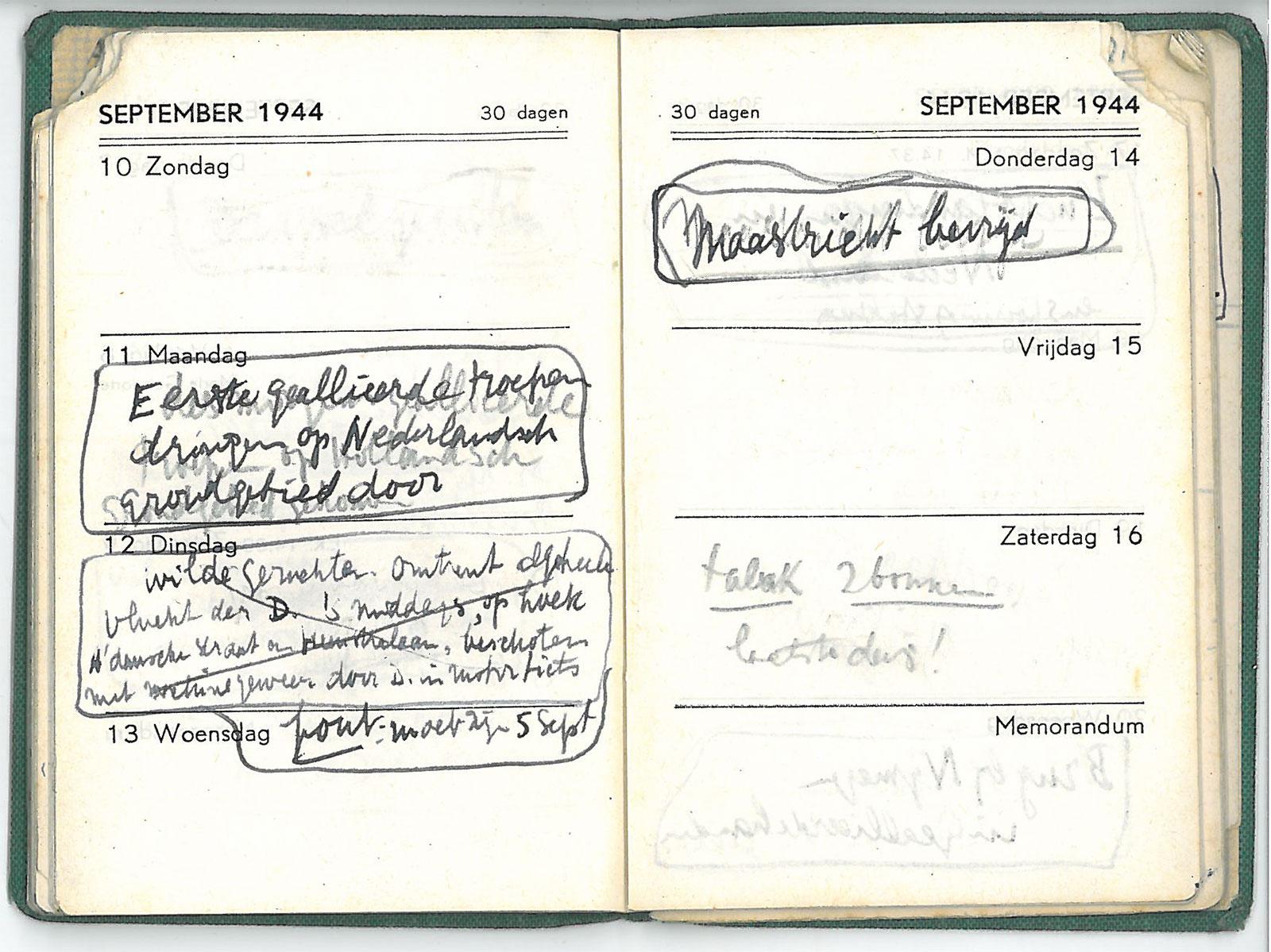 Pocket agenda M.C. Escher, 10-16 September 1944