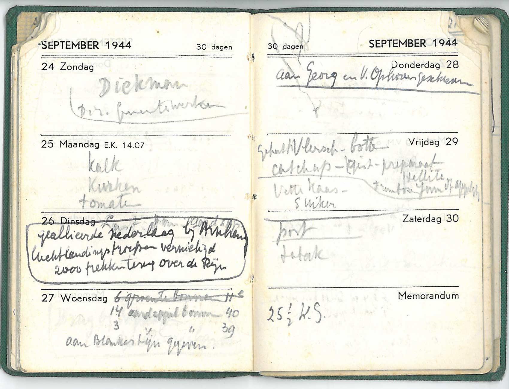 Maar dan gaat het mis. 26 september 1944: geallieerde nederlaag bij Arnhem, luchtlandingstroepen vernietigd, 2000 trekken terug over de Rijn.
