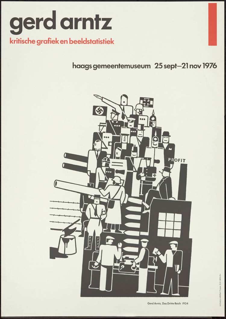 Poster for the Gerd Arntz exhibition in the Gemeentemuseum featurning The Third Reich, designer A. Foppe, collection Affichemuseum Hoorn