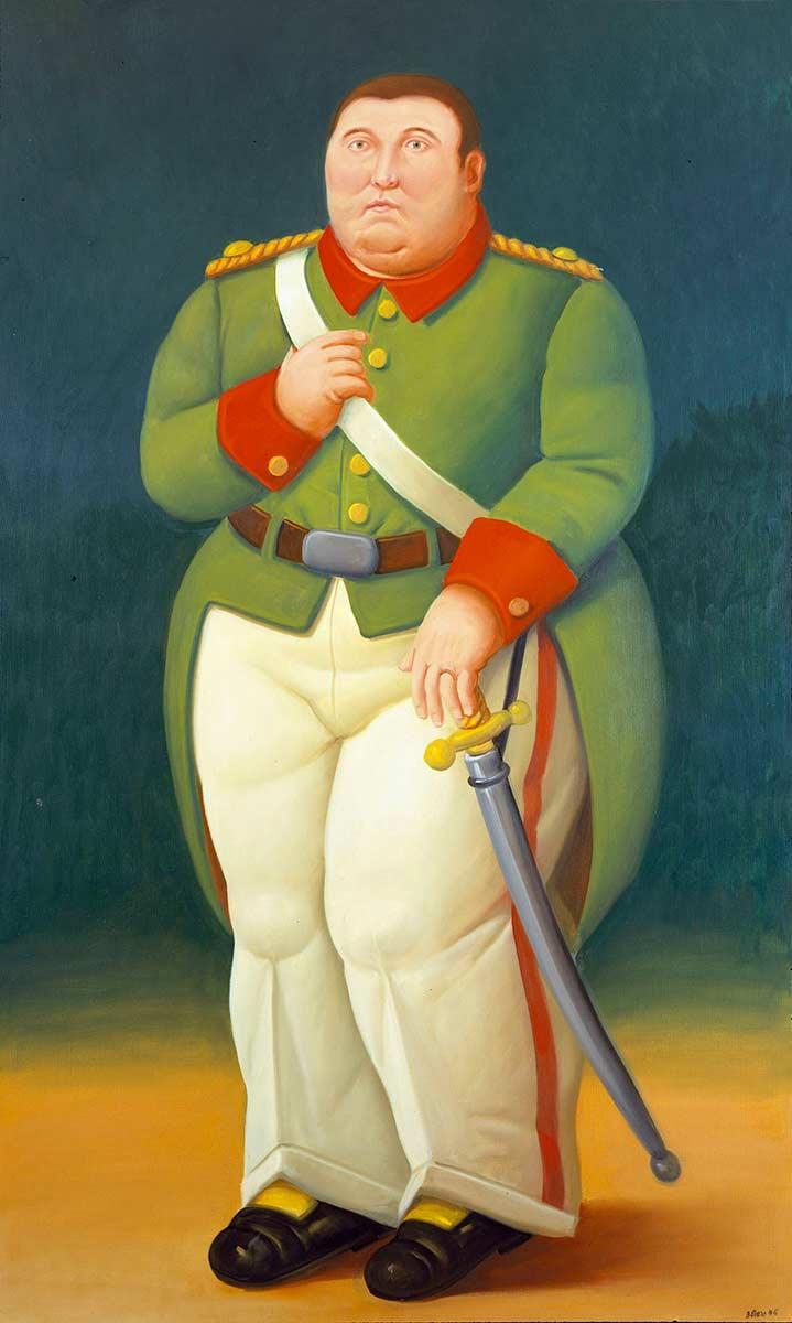 Fernando Botero, Generaal, aquarel, 2006