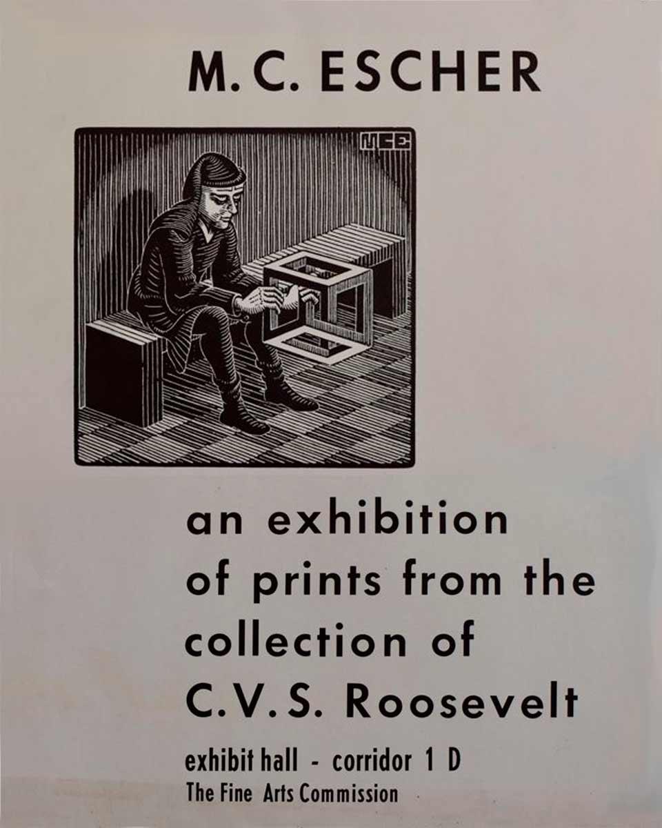 Tentoonstellingsposter voor de eerste serie prenten die Roosevelt in 1974 overdroeg aan de NGA. Beeld: Catawiki.