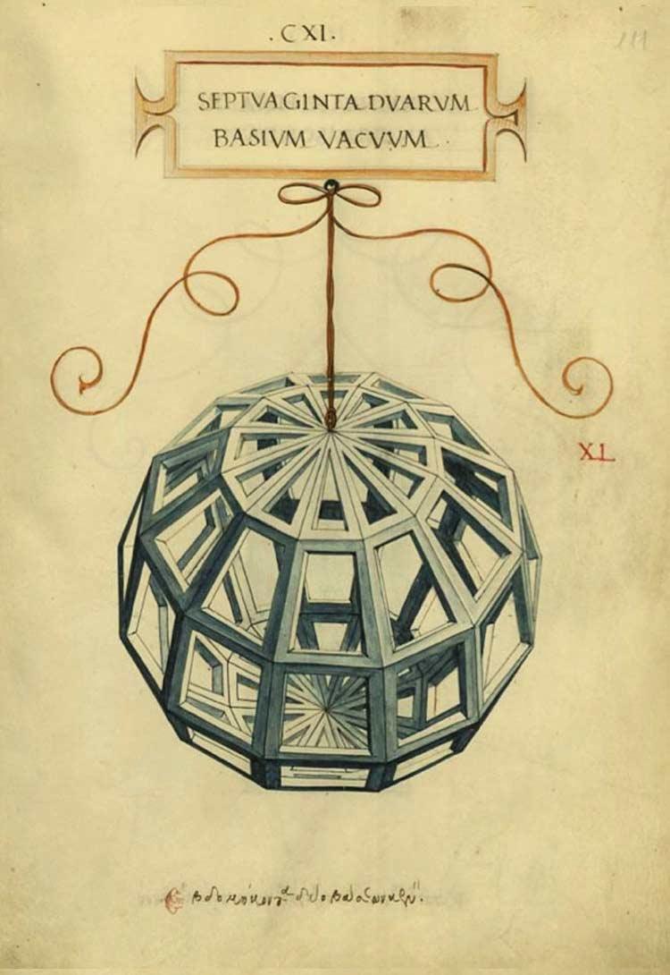 Leonardo da Vinci tekende de illustraties van de regelmatig veelvlakken in het eerste deel van de Divina proportione van Luca Pacioli (1509). Zijn tekeningen zijn waarschijnlijk de eerste illustraties van de (zijden van) veelvlakken waarbij het onderschei