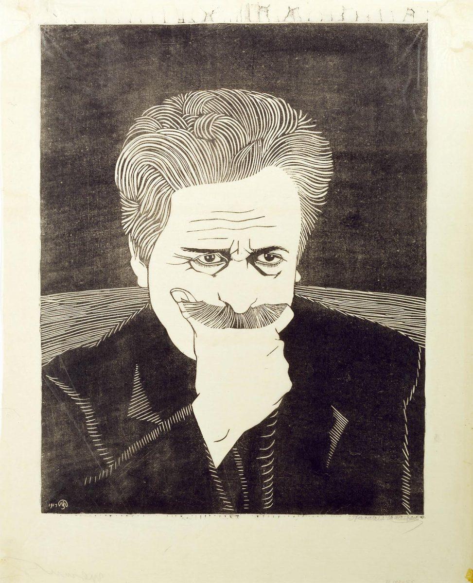 Samuel Jessurun de Mesquita, Zelfportret, houtsnede, 1917. Collectie: Kunstmuseum Den Haag
