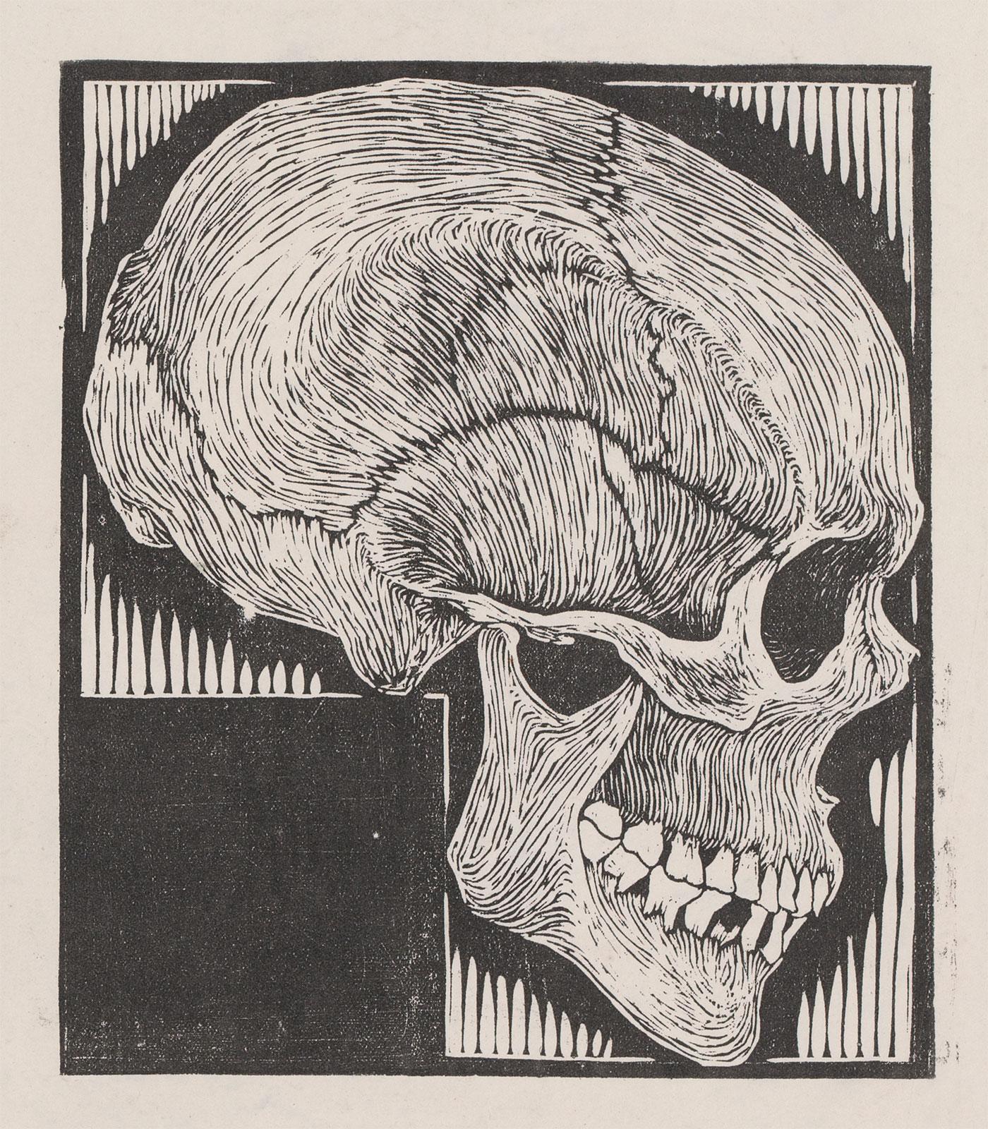 M.C. Escher, Skull, woodcut, second state; counterproof, 1919 or 1920