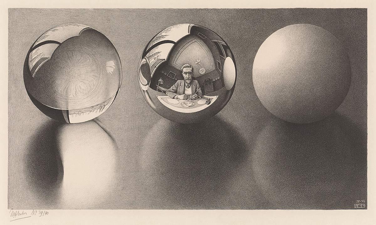 M.C. Escher, Three Spheres II, lithograph, April 1946