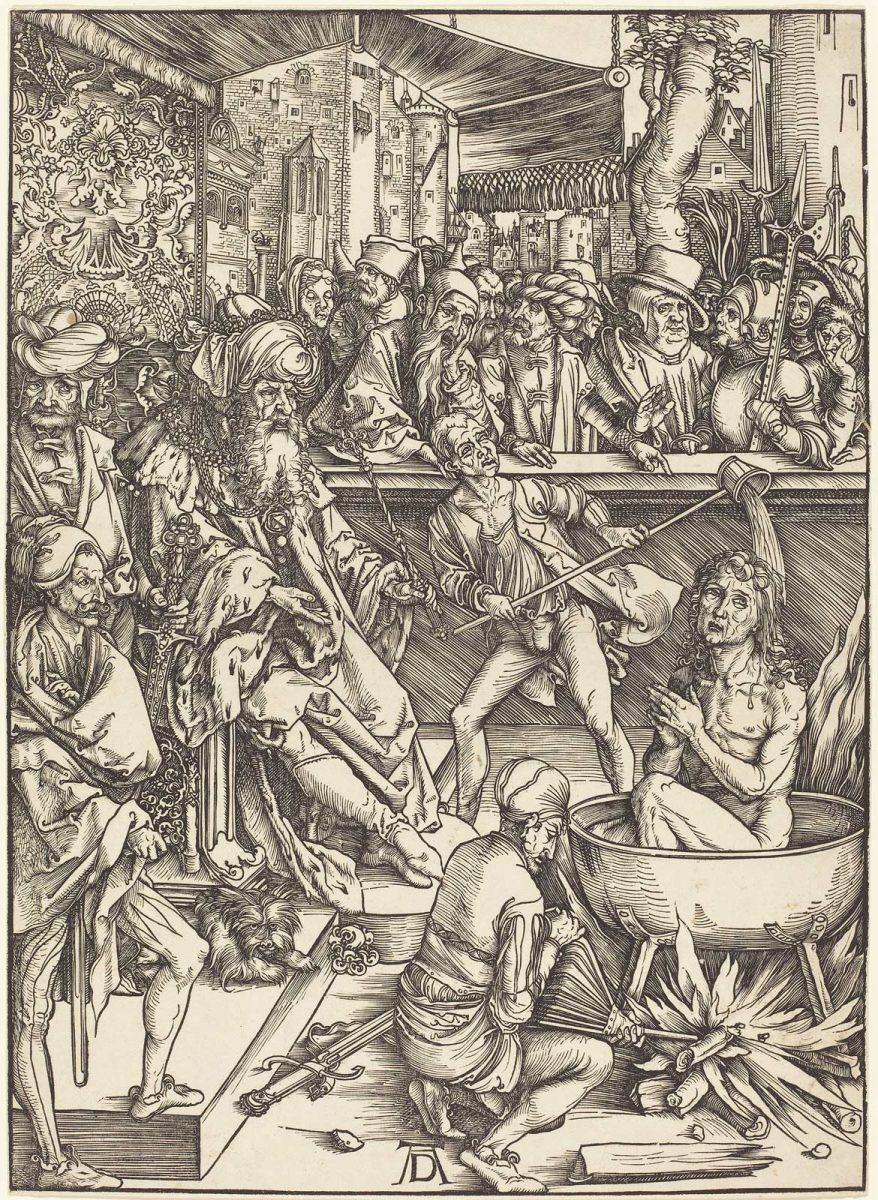 Albrecht Dürer, The Martyrdom of Saint John the Evangelist, woodcut, 1511. Collection: Rijksmuseum