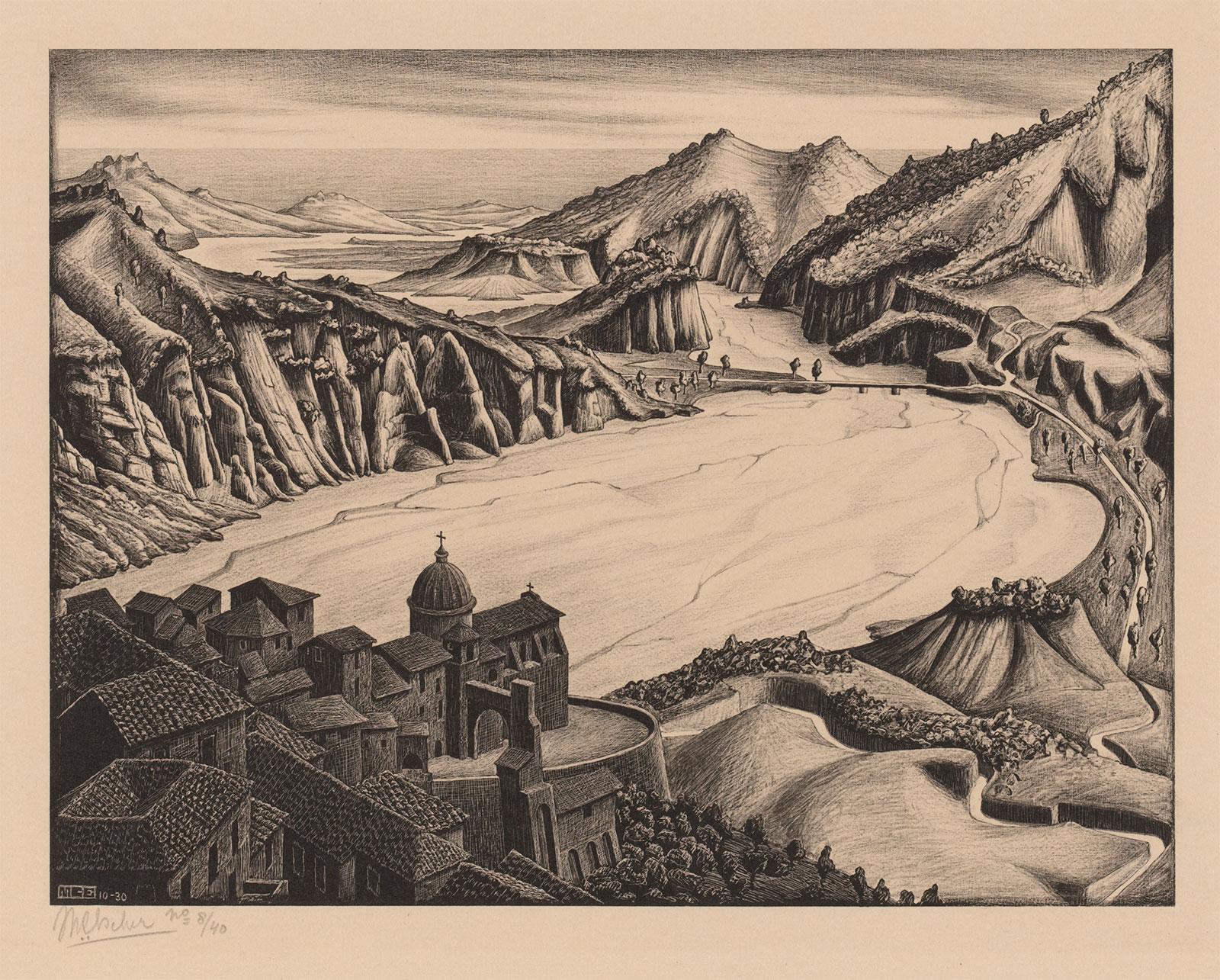 M.C. Escher, Fiumara (van Stilo), Calabria, litho, november 1930