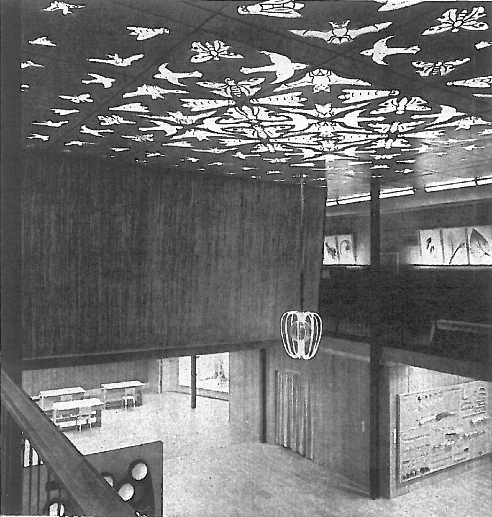 The ceiling in its original location