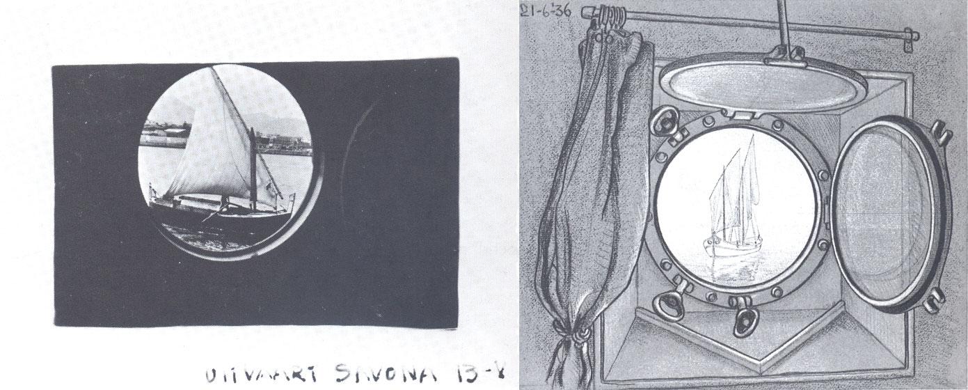 M.C. Escher, photo and drawing of the porthole, 13 May and 21 June 1936
