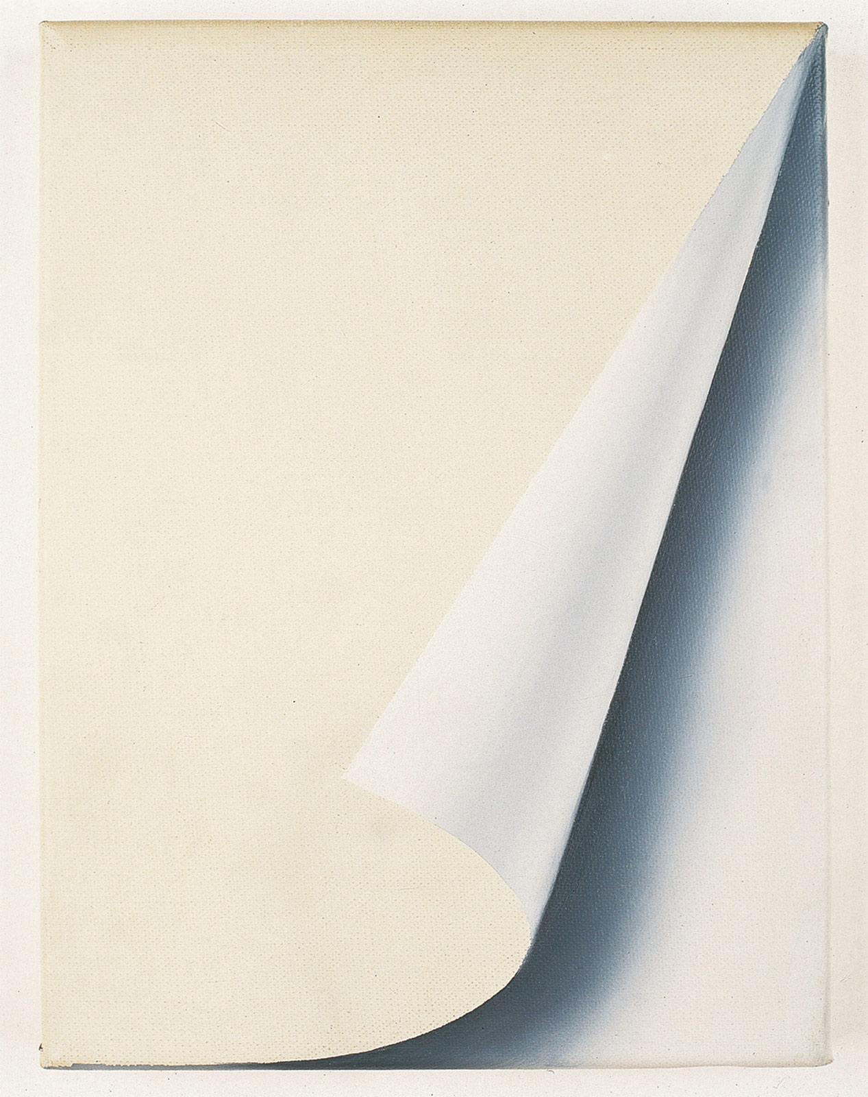 <p>Gerhard Richter, Umgeschlagenes Blatt, olieverf op doek, 1965. Collectie Museum Kurhaus Kleve </p>