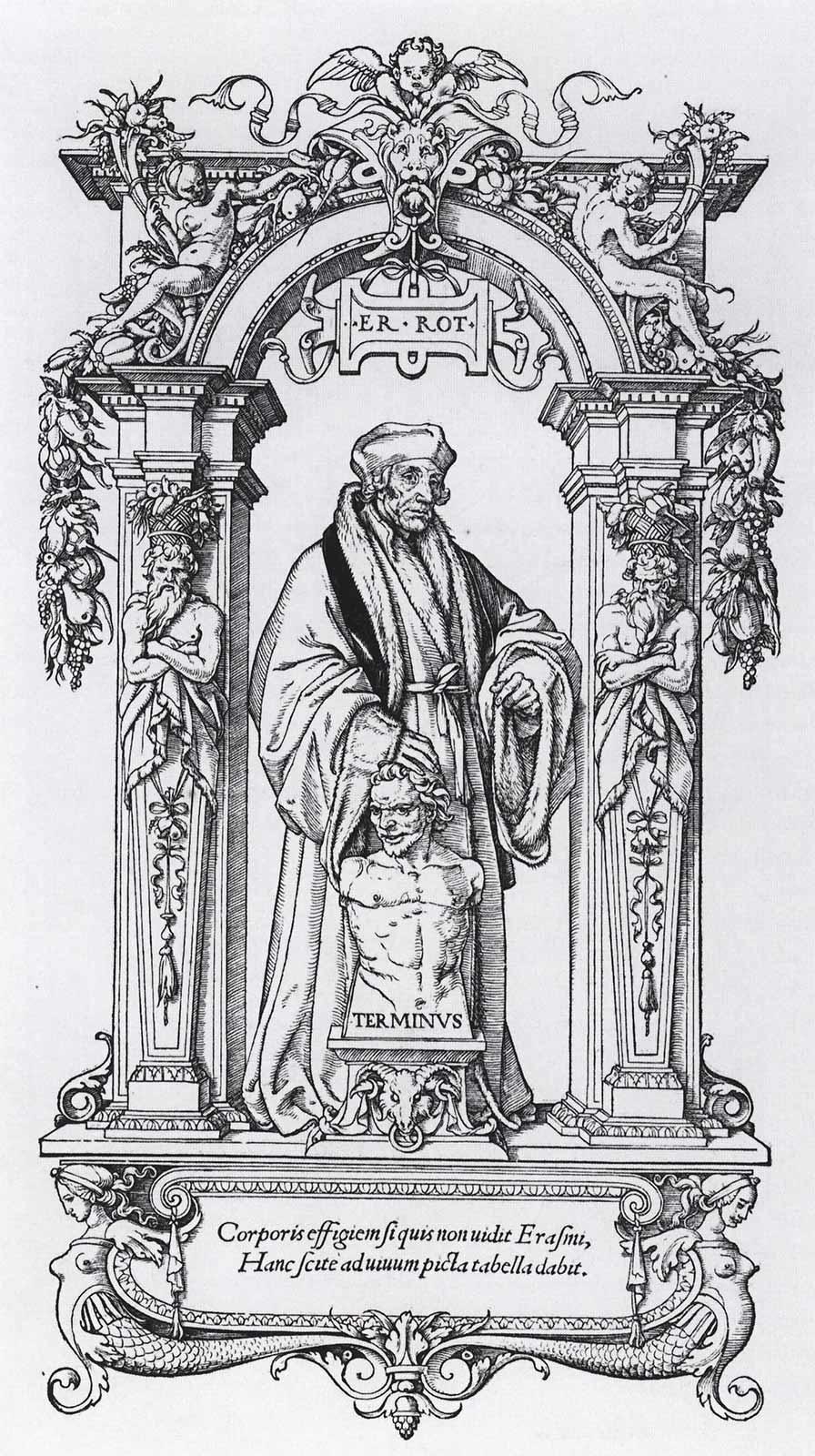 Hans Holbein the Younger, Portrait of Erasmus of Rotterdam, woodcut, 1538-1540. Collection: Kunstmuseum Basel