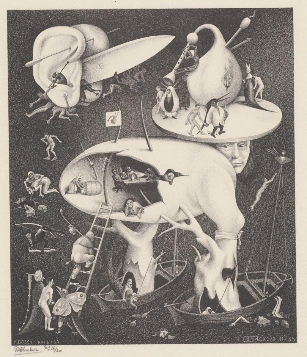 M.C. Escher, Hel (naar Hieronymus Bosch), litho, november 1935
