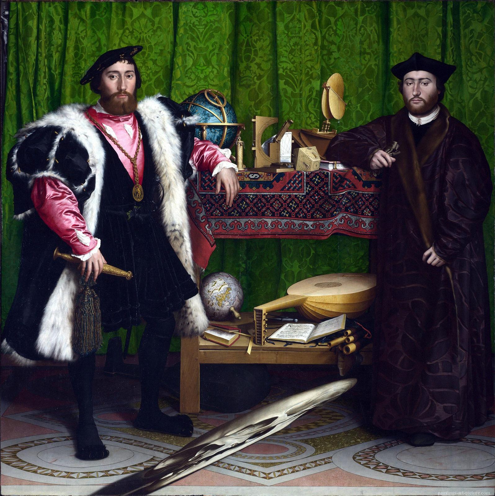 <p>Hans Holbein, De Ambassadeurs, olieverf op paneel, 1533. Collectie National Gallery, Londen<br> </p>