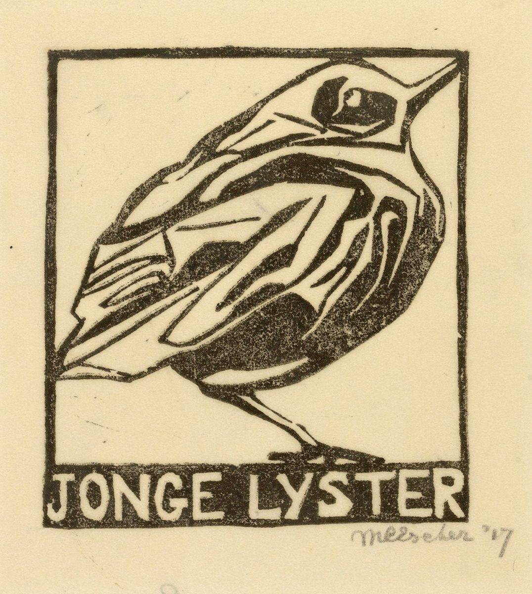 M.C. Escher, Jonge lijster, linoleumsnede, 1917